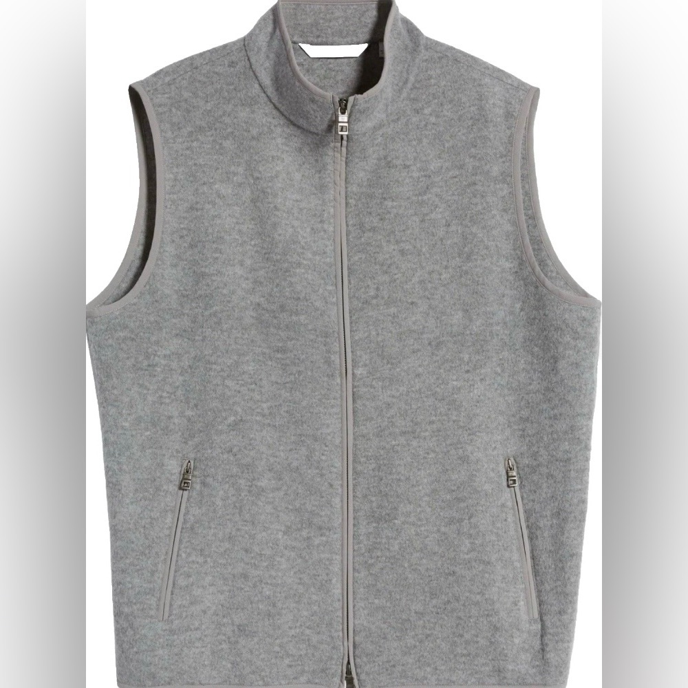 Peter Millar Men's Gray Lux Wool Fleece Vest $595 L